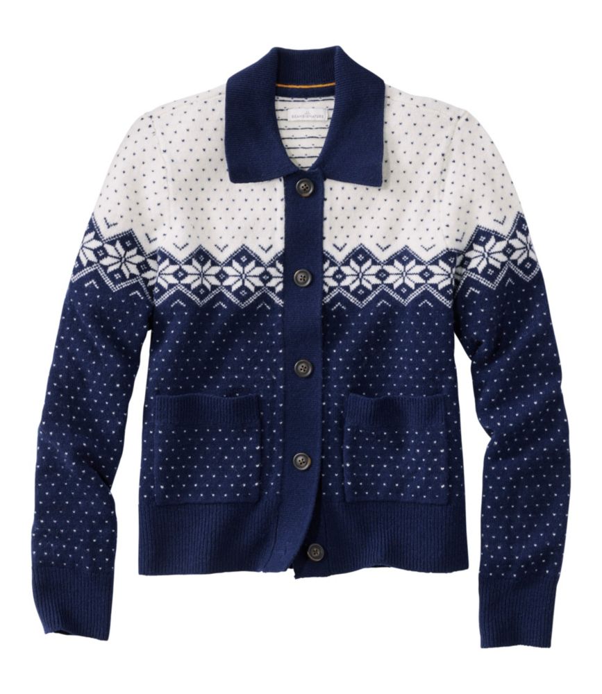 Women's Signature Camp Merino Wool Sweater, Cardigan Fair Isle