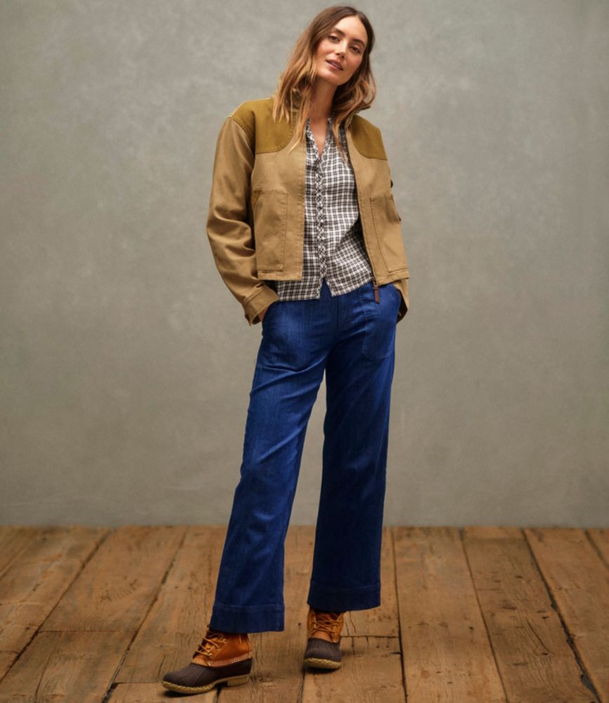 Women's Signature Utility Jeans, Mid-Rise Wide-Leg Ankle, Light Indigo, small image number 8