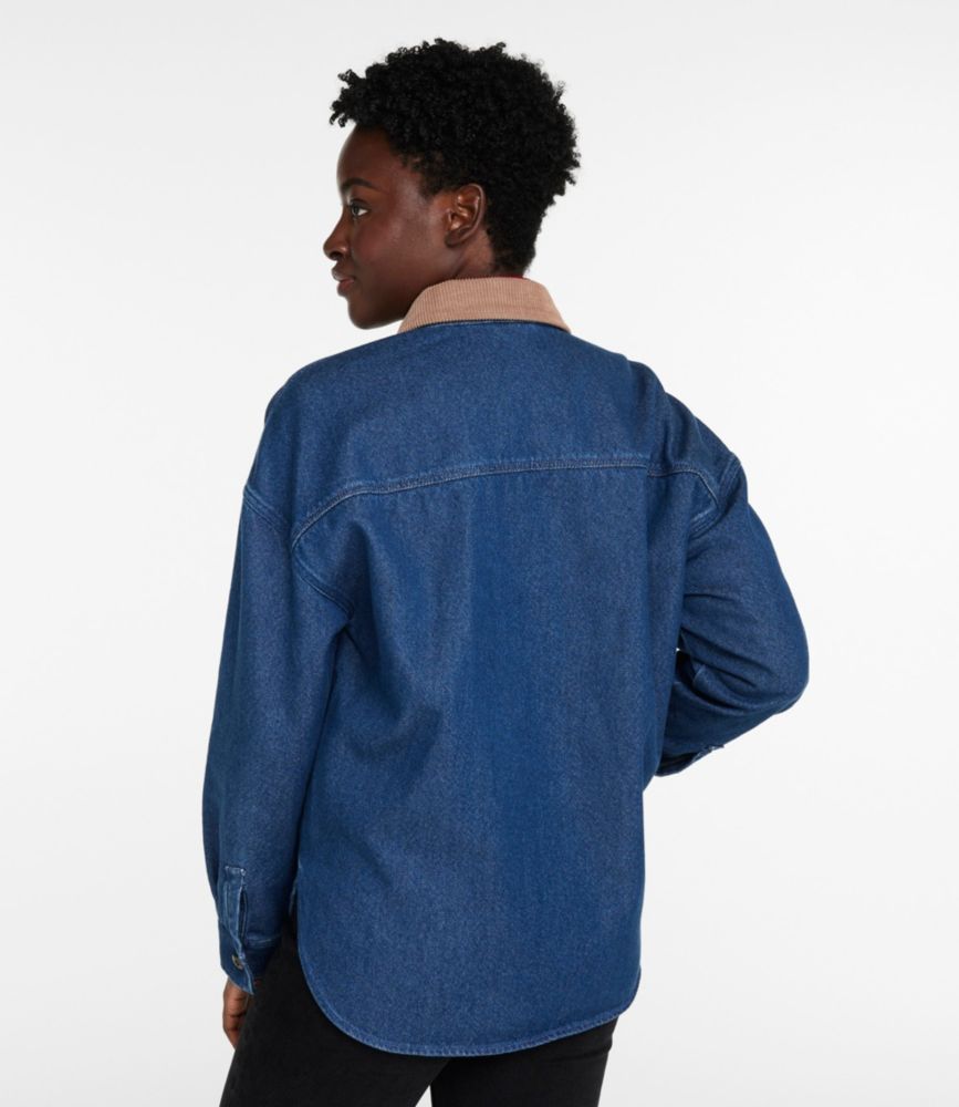 Women's Signature Denim Shirt Jac, Dark Wash, small image number 3