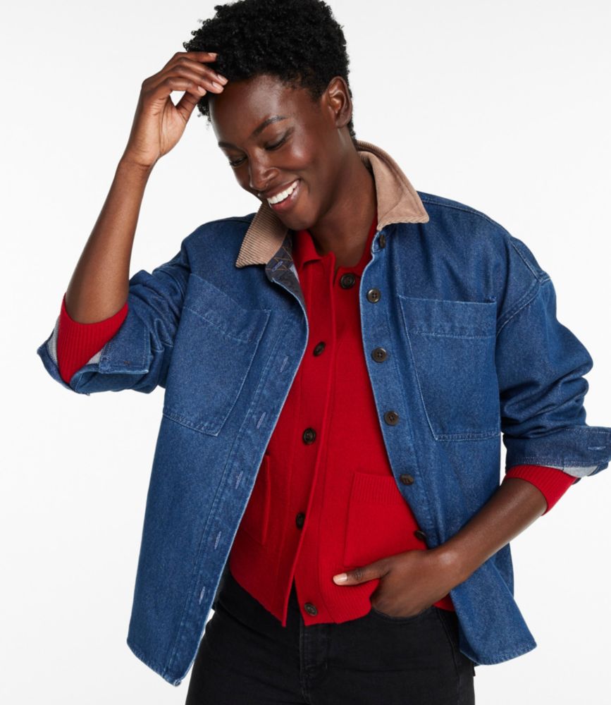 Women's Signature Denim Shirt Jac, Dark Wash, small image number 4