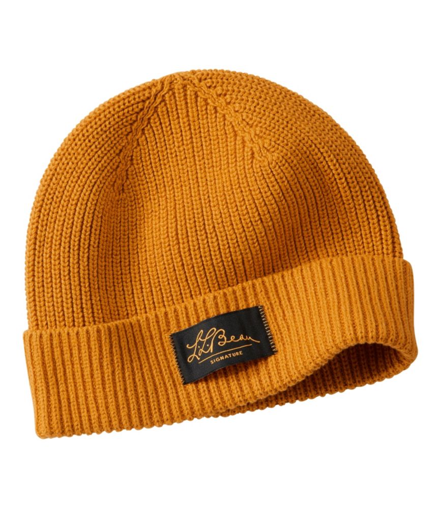 Men's Signature Cotton Beanie, Dark Amber, small image number 1