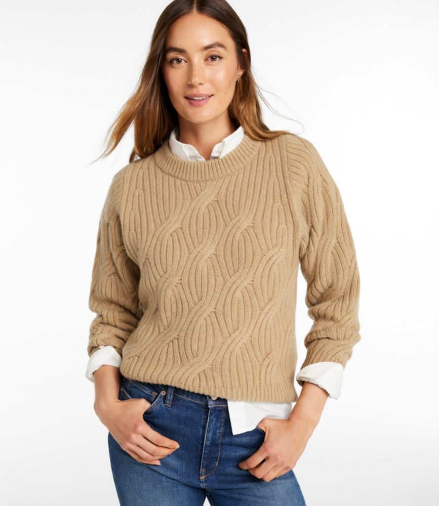 Women's Signature Premium Cashmere Cable Sweater, Crewneck
