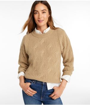 Women's Signature Premium Cashmere Cable Sweater, Crewneck, New