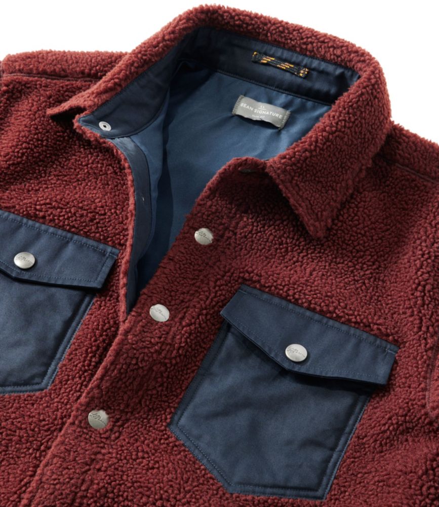 Men's Signature Mixed Media Fleece Shirt Jacket, Currant, small image number 4