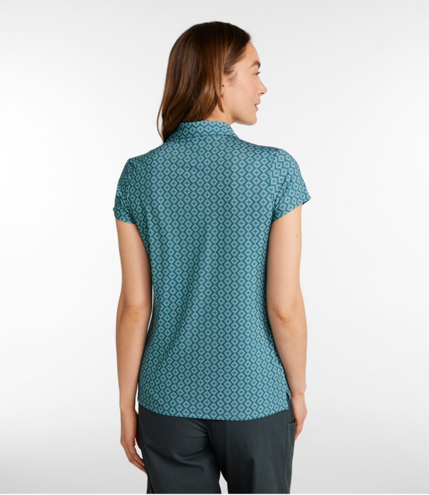 Women's Access Polo, Short-Sleeve Print, Storm Teal Diamond, small image number 3