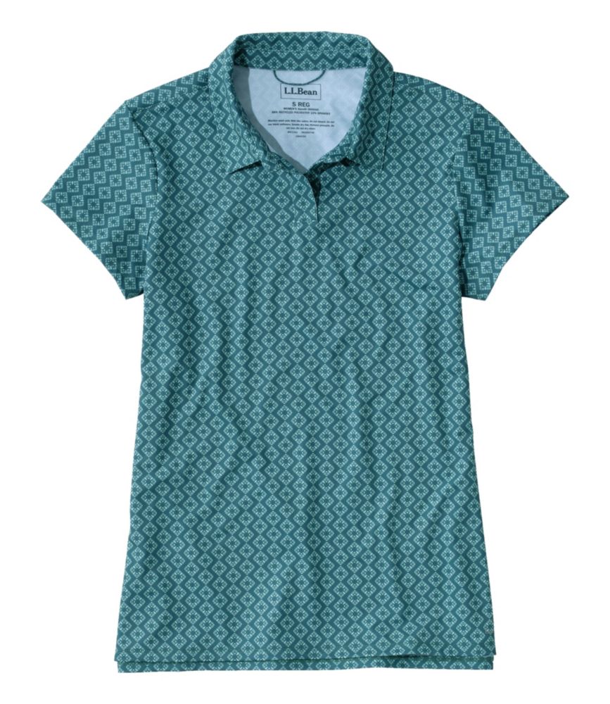 Women's Access Polo, Short-Sleeve Print, Storm Teal Diamond, small image number 1