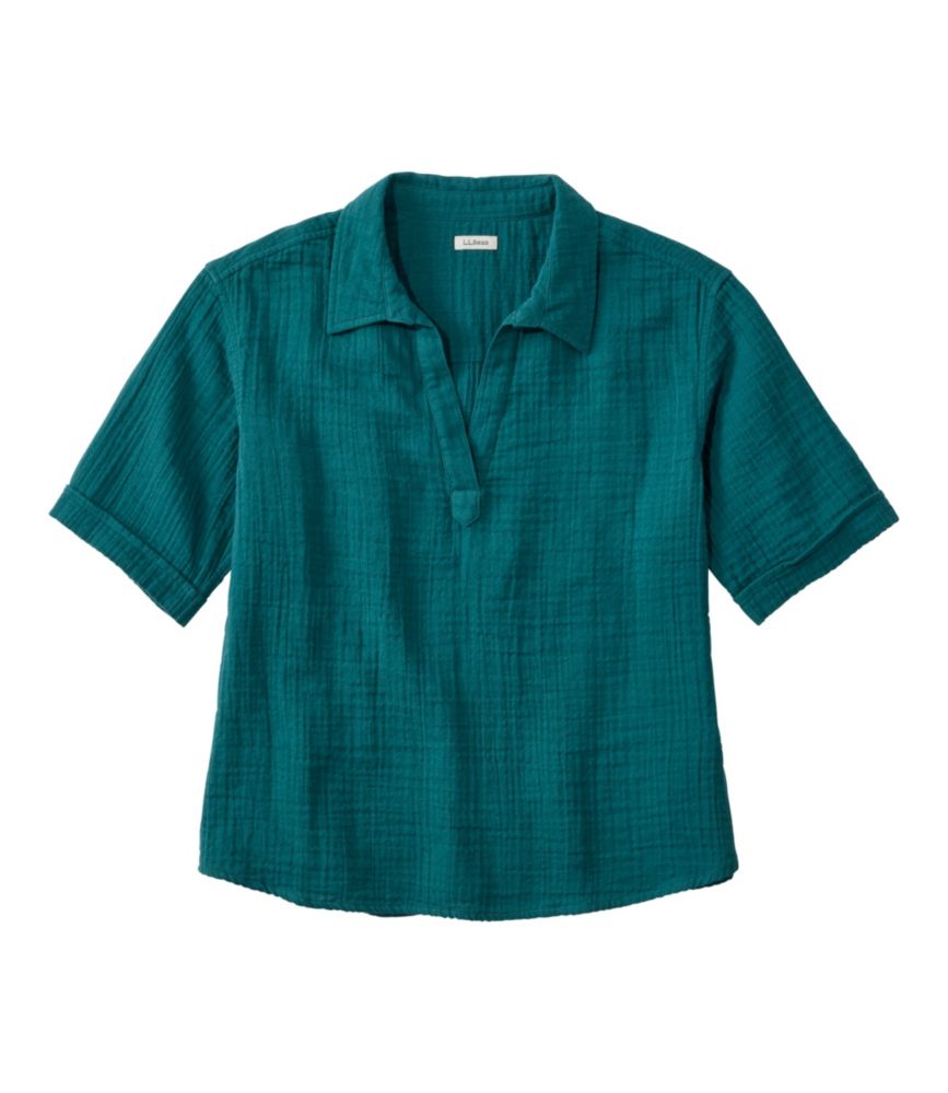 Women's Cloud Gauze Shirt, Polo Shade Teal 3X, Cotton L. L.Bean