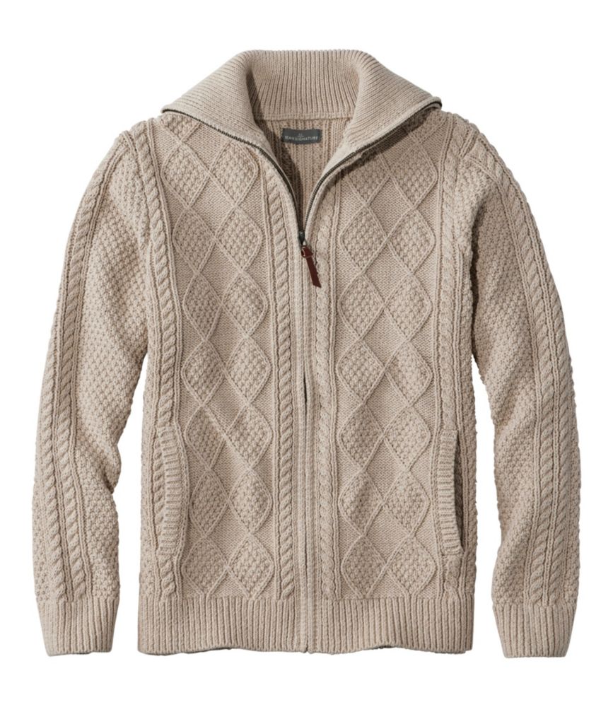 Men's Signature Cotton Fisherman Sweater, Full-Zip