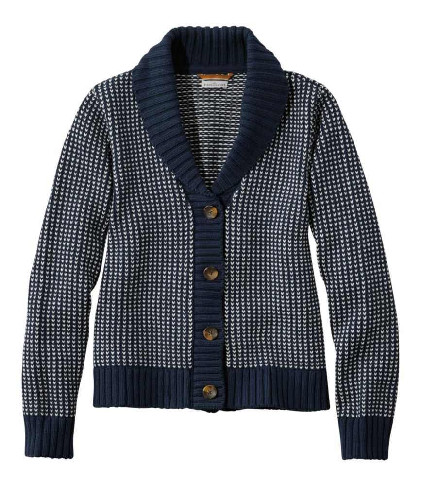 Women's Signature Original Cotton Sweater, Shawl Cardigan Bird's-Eye