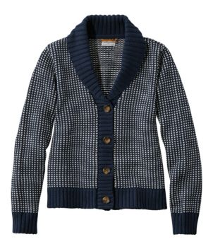 Women's Signature Original Cotton Sweater, Shawl Cardigan Bird's-Eye, New