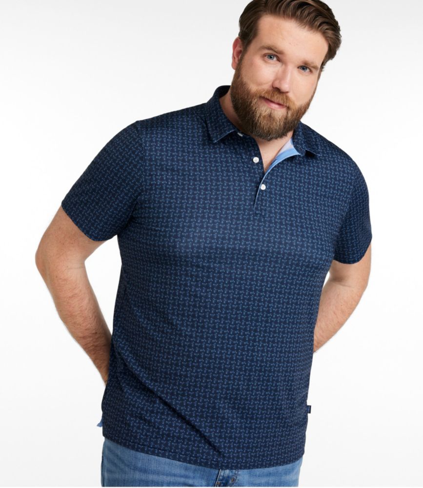 Men's Comfort Stretch Performance® Party Polo, Slightly Fitted, Short-Sleeve, Print, Silver Pine Fishermen, small image number 4
