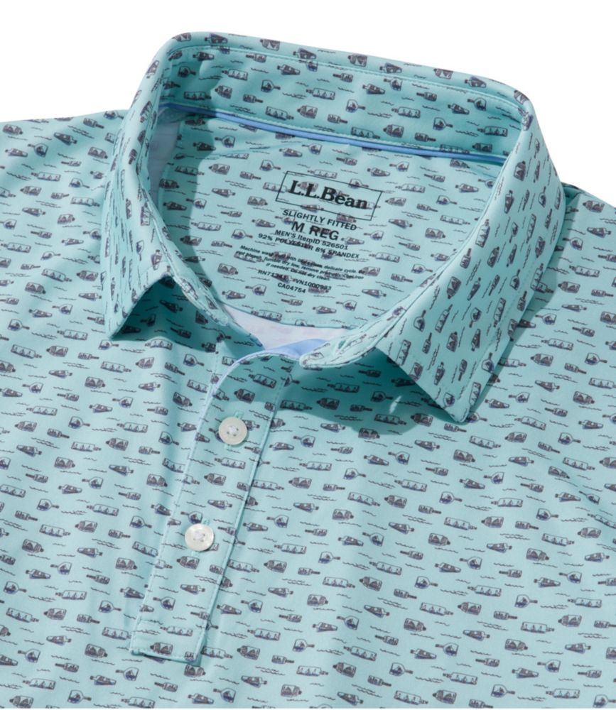 Men's Comfort Stretch Performance® Party Polo, Slightly Fitted, Short-Sleeve, Print, Silver Pine Fishermen, small image number 6