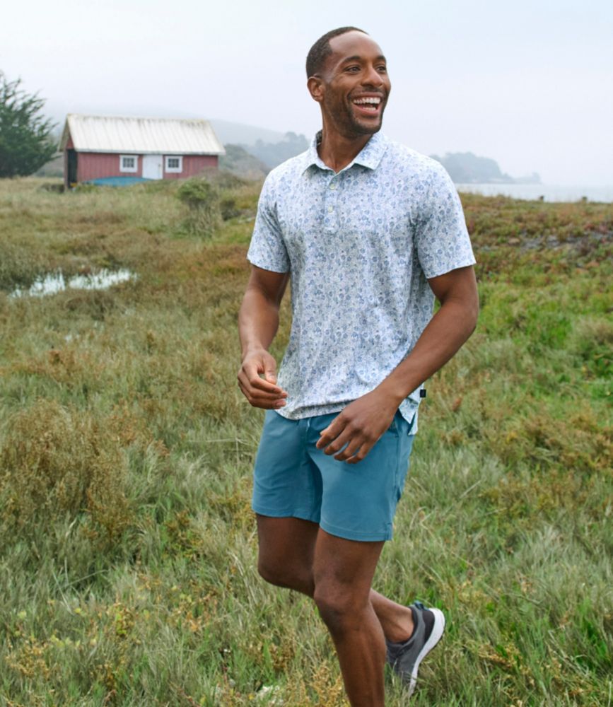 Men's Comfort Stretch Performance&reg; Party Polo, Slightly Fitted, Short-Sleeve, Print, Sailcloth Tidepool, small image number 9