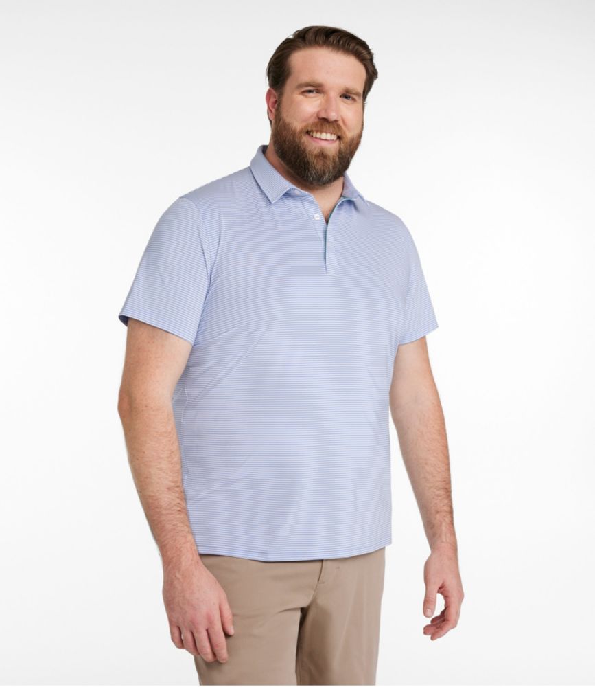 Men's Comfort Stretch Performance® Party Polo, Slightly Fitted, Short-Sleeve, Stripe, Clear Water, small image number 4