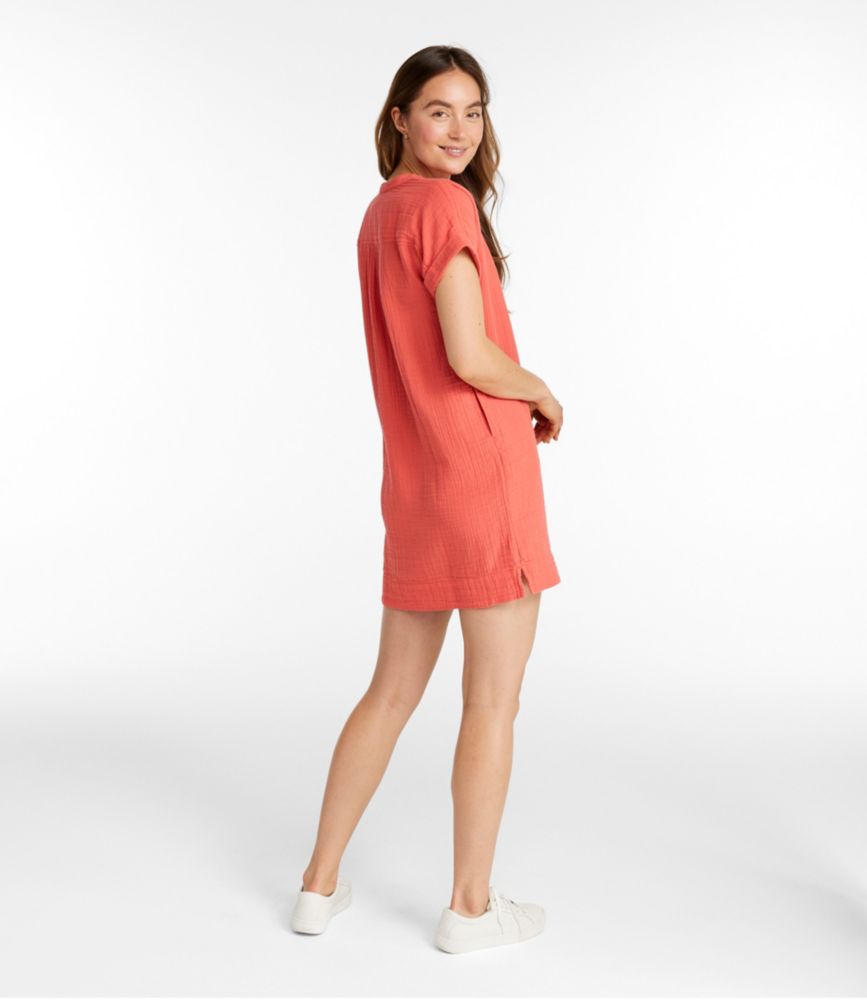 Women's Cloud Gauze Short-Sleeve Shift Dress, Burnt Sienna, small image number 3