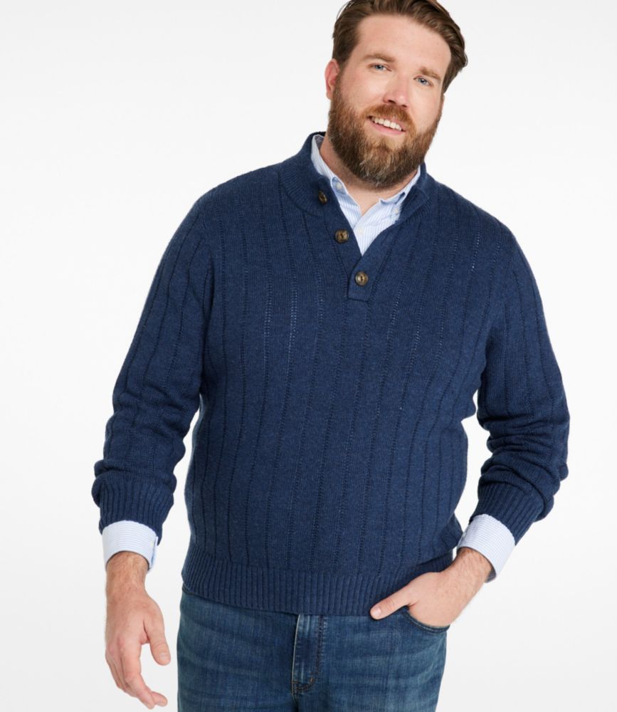 Men's Riverton Wool/Cotton Sweater, Mockneck, Deepest Green Heather, small image number 4