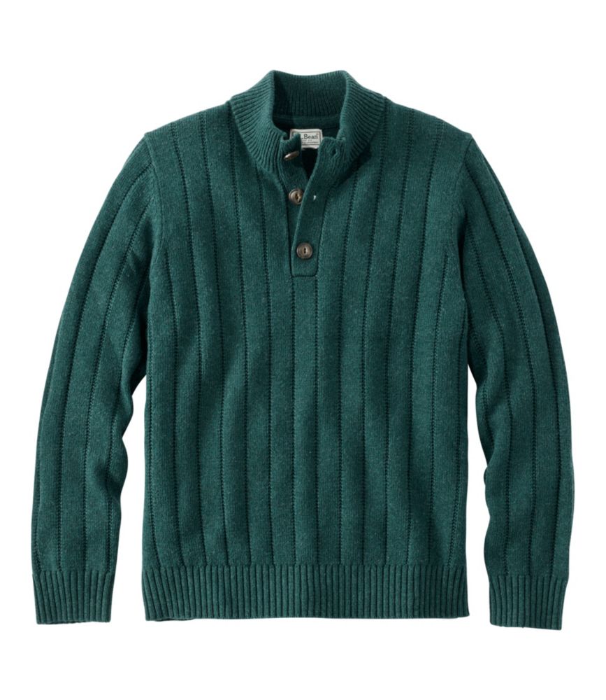 Men's Riverton Wool/Cotton Sweater, Mockneck, Deepest Green Heather, small image number 1
