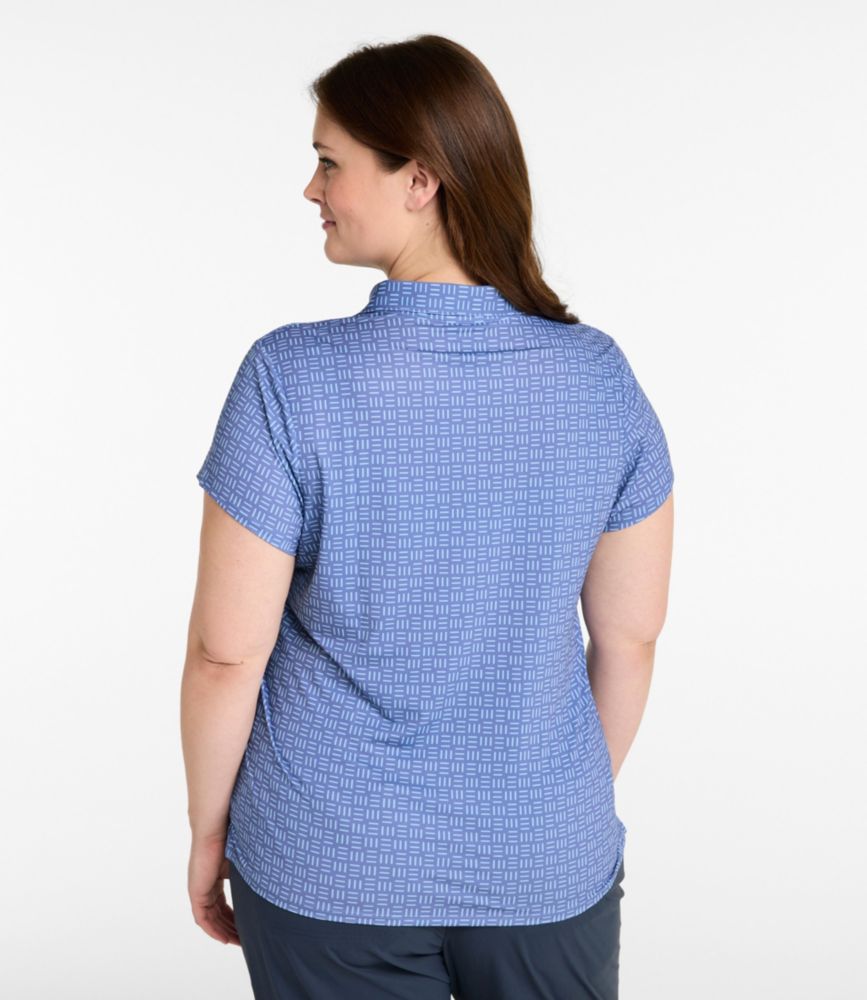 Women's Access Polo, Short-Sleeve Print, Deep Lake Mini Geo, small image number 3