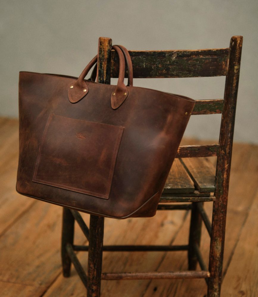 【希少】LL Bean Signature Leather Tote TAN Signature Anniversary Leather Tote