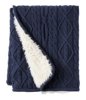 1912 Heritage Knit Faux Fur Throw, Cable, New