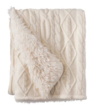 1912 Heritage Knit Faux Fur Throw, Cable, New