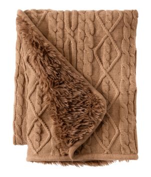 1912 Heritage Knit Faux Fur Throw, Cable, New