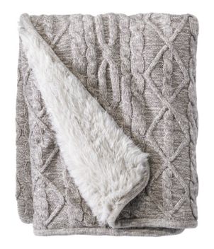 1912 Heritage Knit Faux Fur Throw, Cable, New