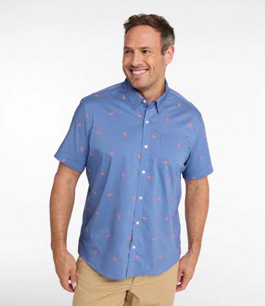 Men's Comfort Stretch Performance&reg; Shirt, Short-Sleeve, Slightly Fitted Untucked Fit, Print, Deep Lake Lobster, small image number 4