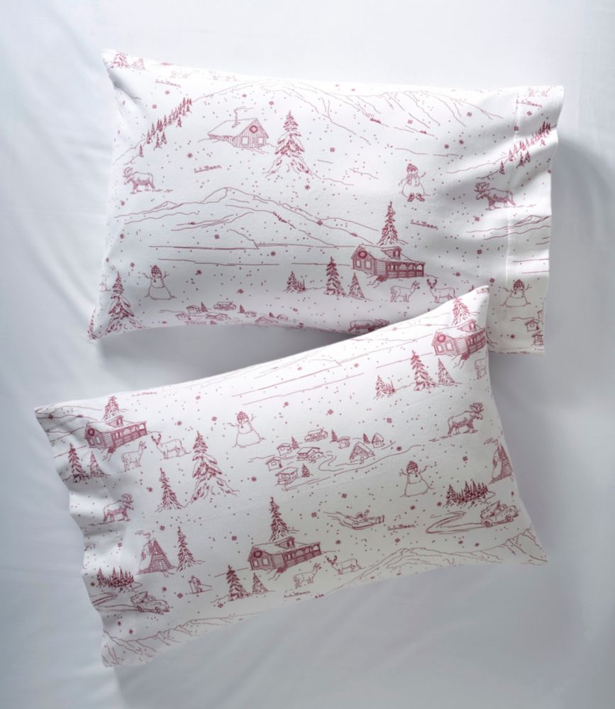 Holiday Toile Flannel Sheet Collection, White/Rustic Red, small image number 2