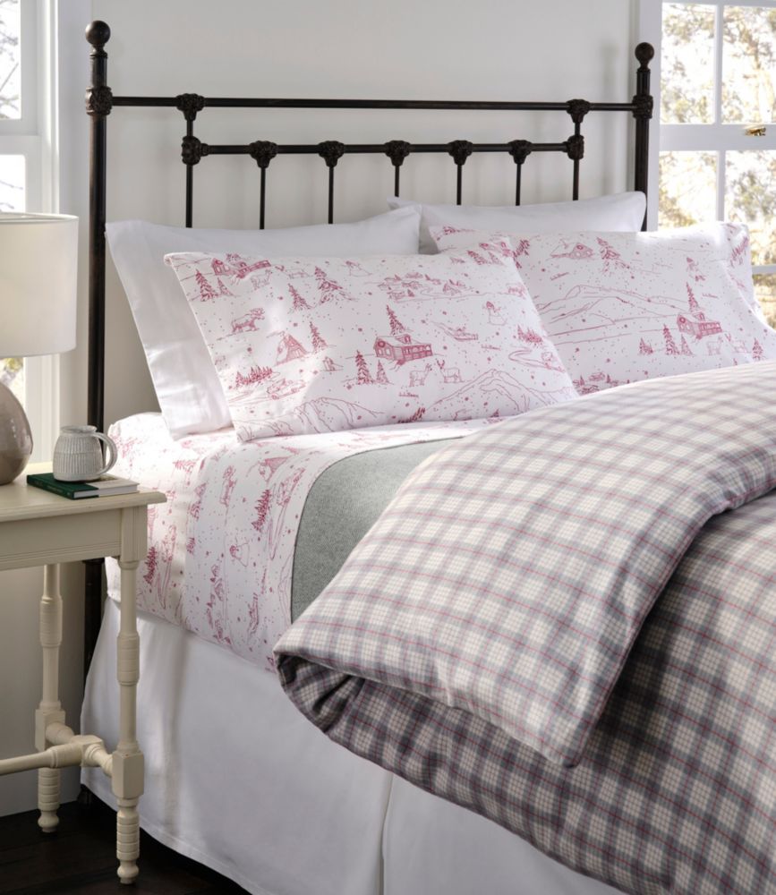 Holiday Toile Flannel Sheet Collection, White/Rustic Red, small image number 4