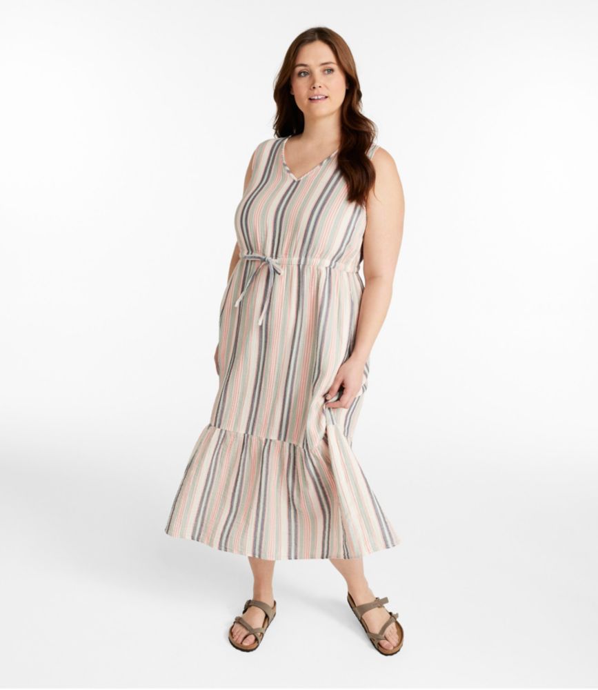 Women's Cloud Gauze Midi Dress, Stripe, Brightwater Blue Stripe, small image number 2