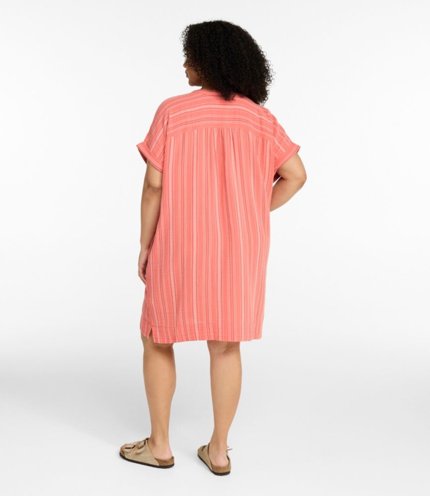 Women's Cloud Gauze Short-Sleeve Shift Dress, Stripe, Dark Salmon Multi Stripe, small image number 3