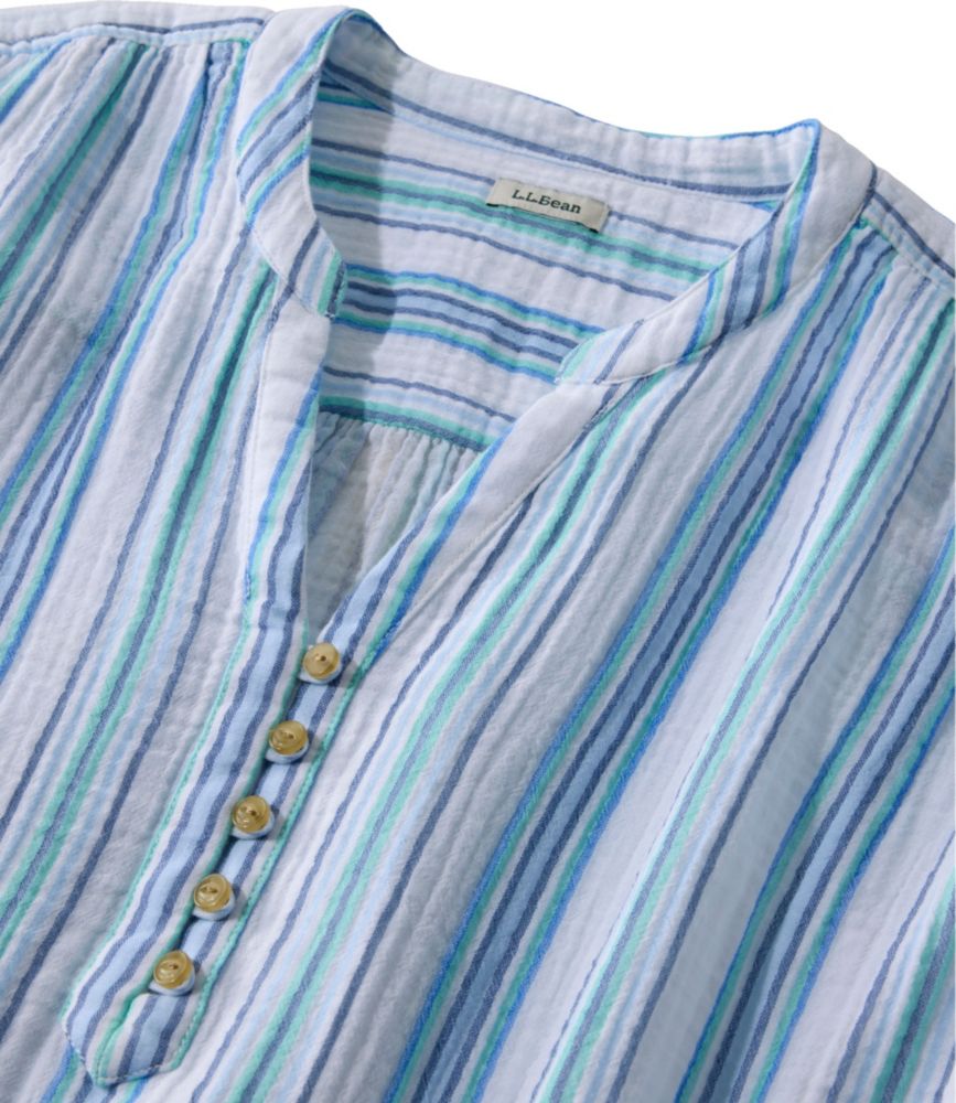 Women's Cloud Gauze Short-Sleeve Shift Dress, Stripe, Dark Salmon Multi Stripe, small image number 4