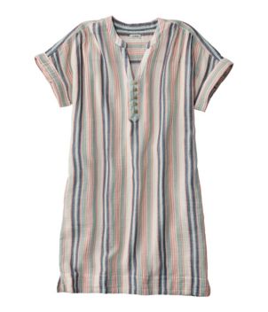 Women's Cloud Gauze Short-Sleeve Shift Dress, Stripe, New