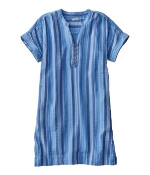 Women's Cloud Gauze Short-Sleeve Shift Dress, Stripe, New