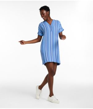 Women's Cloud Gauze Short-Sleeve Shift Dress, Stripe, New