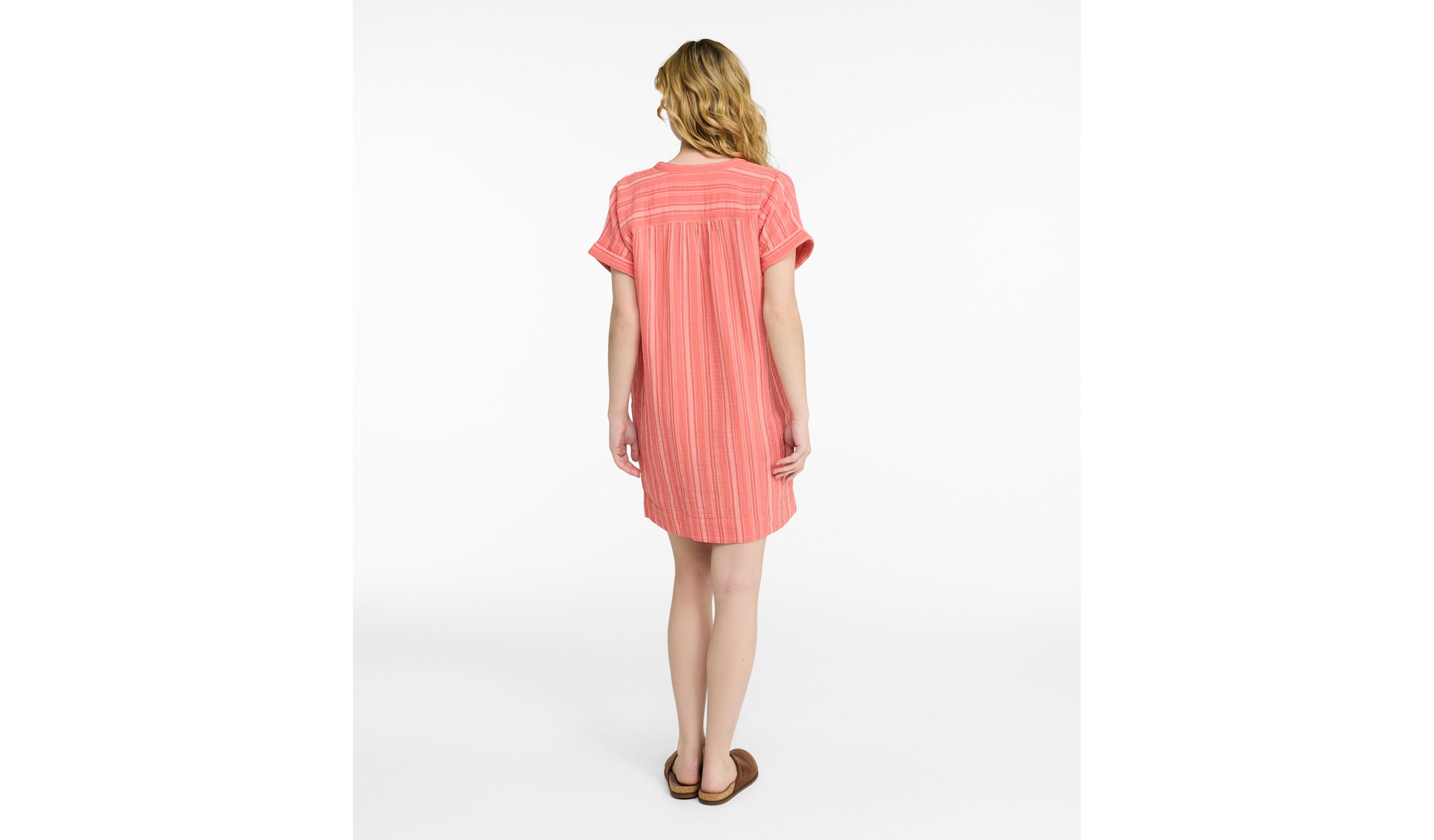 Women's Cloud Gauze Short-Sleeve Shift Dress, Stripe