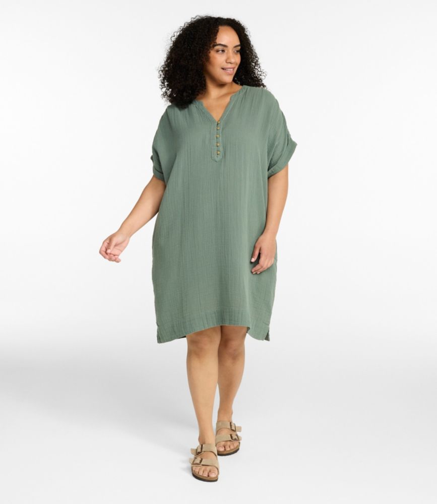 Women's Cloud Gauze Short-Sleeve Shift Dress, White, small image number 2