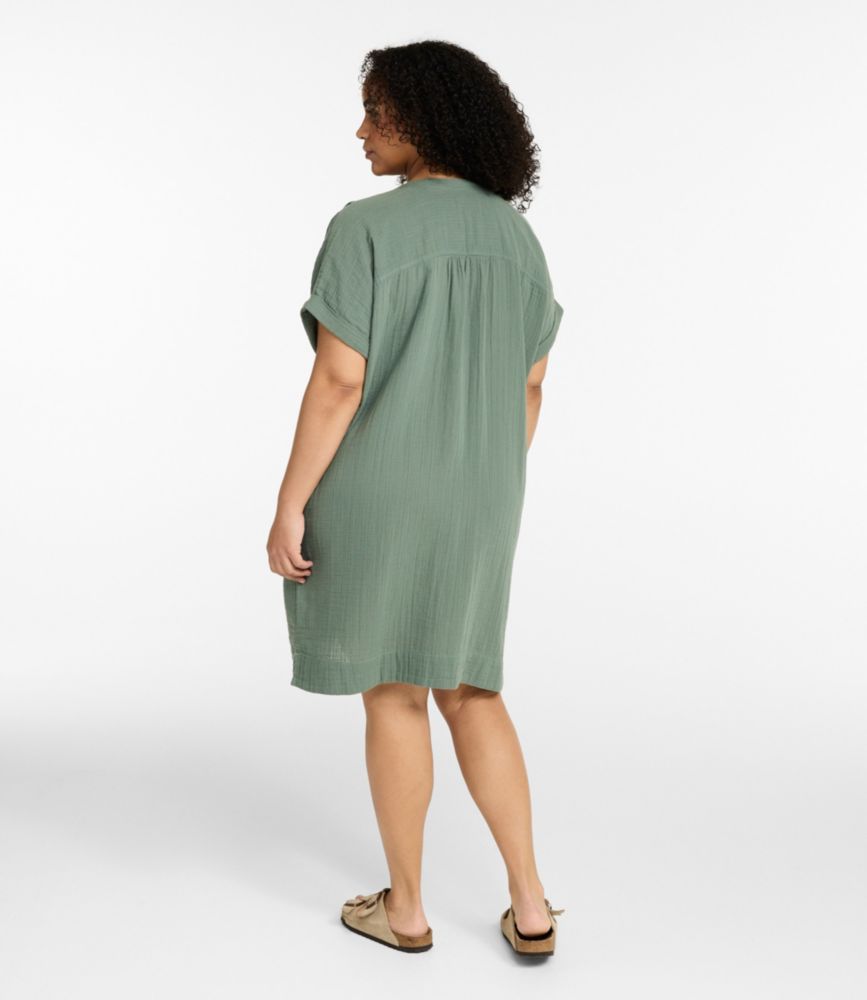 Women's Cloud Gauze Short-Sleeve Shift Dress, White, small image number 3