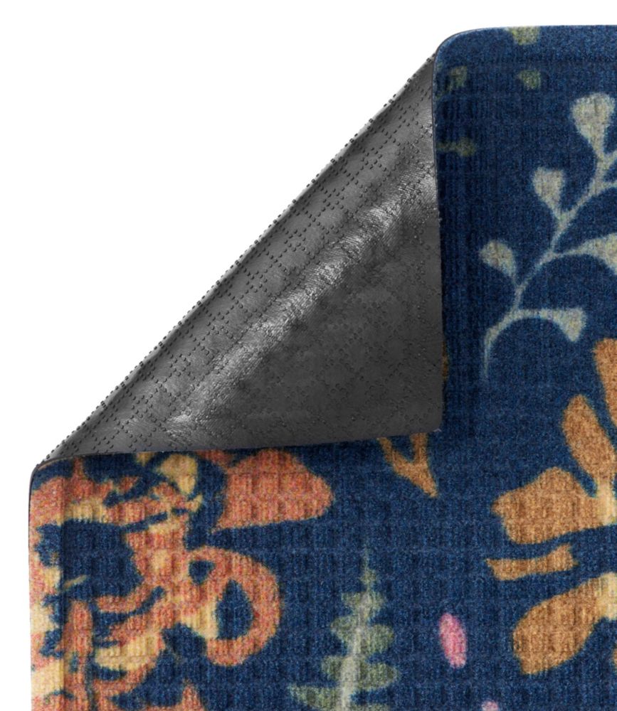 Printed Recycled Waterhog Doormat, Floral, Navy Multi, small image number 2