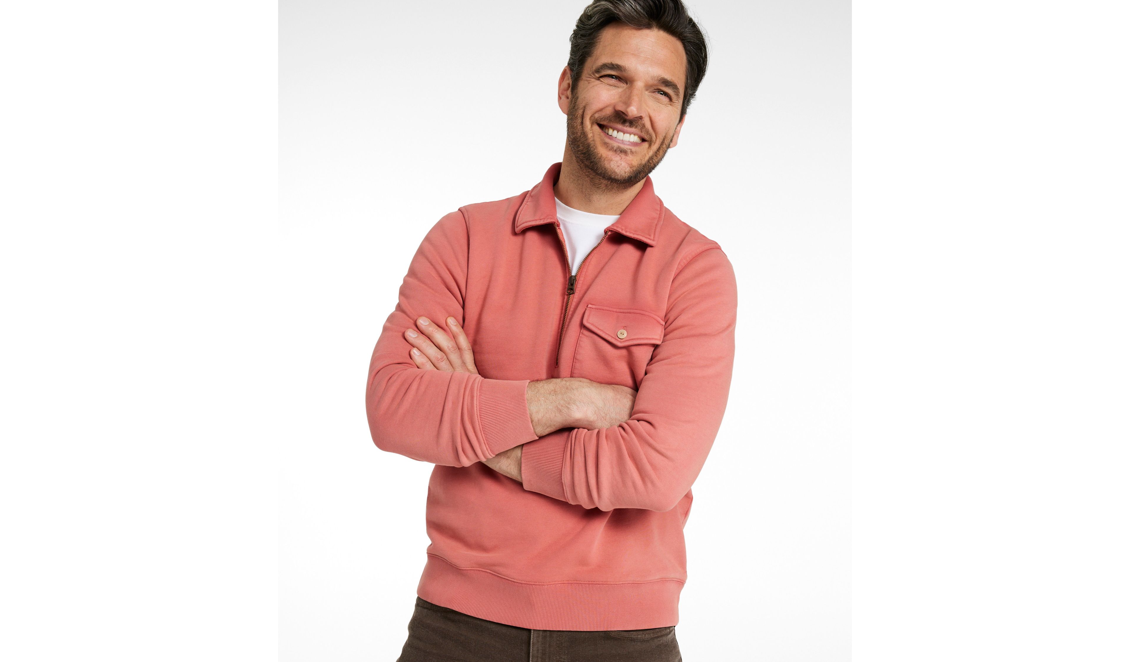 Men's Sunwashed Sweatshirt, Quarter-Zip Polo, Long-Sleeve