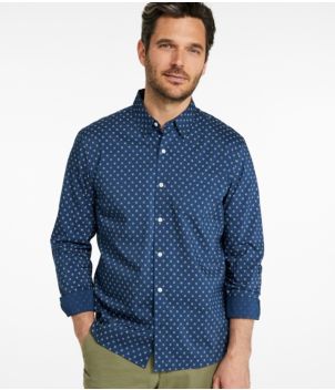 Men's Comfort Stretch Performance® Shirt, Long-Sleeve, Slightly Fitted Untucked Fit, Print, New
