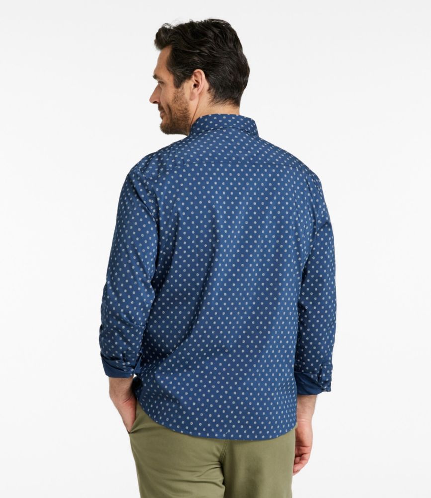 Men's Comfort Stretch Performance® Shirt, Long-Sleeve, Slightly Fitted Untucked Fit, Print, Mariner Blue Geo, small image number 3