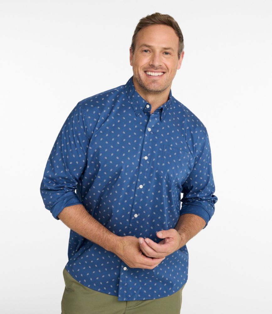 Men's Comfort Stretch Performance&reg; Shirt, Long-Sleeve, Slightly Fitted Untucked Fit, Print, Deep Blue Fishing Reels, small image number 4