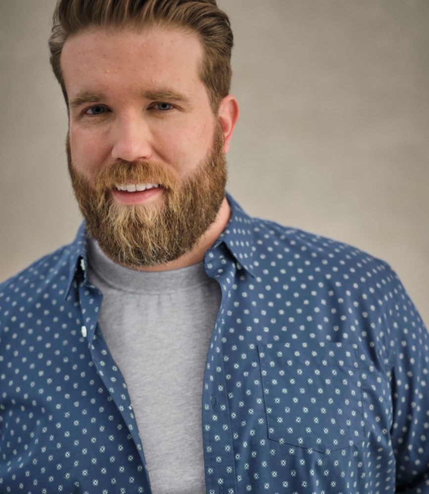 Men's Comfort Stretch Performance&reg; Shirt, Long-Sleeve, Slightly Fitted Untucked Fit, Print, Mariner Blue Geo, small image number 6