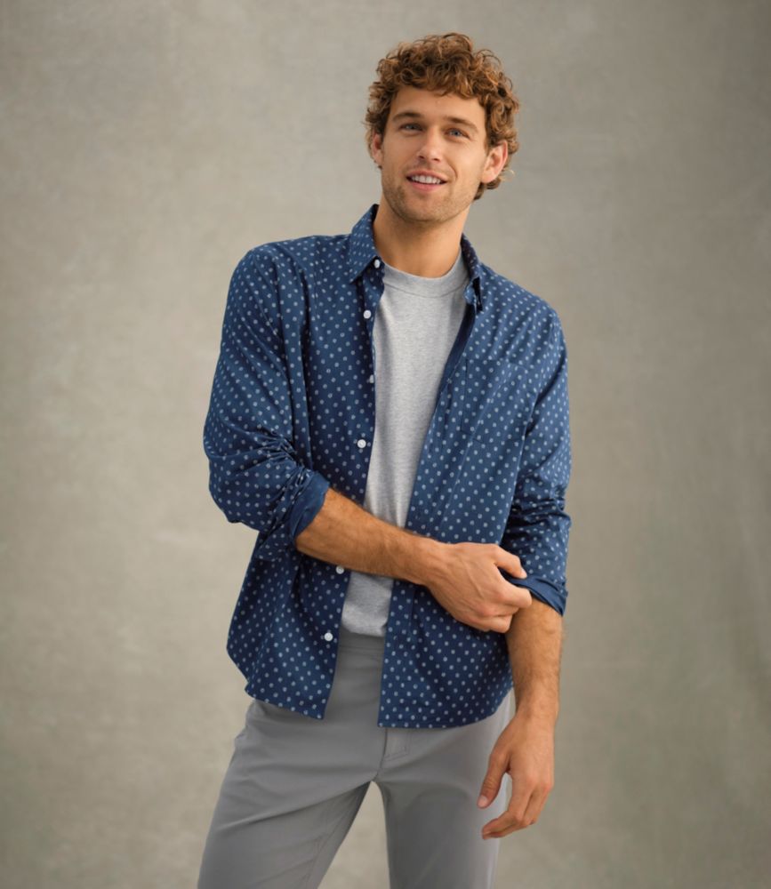 Men's Comfort Stretch Performance&reg; Shirt, Long-Sleeve, Slightly Fitted Untucked Fit, Print, Deep Blue Fishing Reels, small image number 10