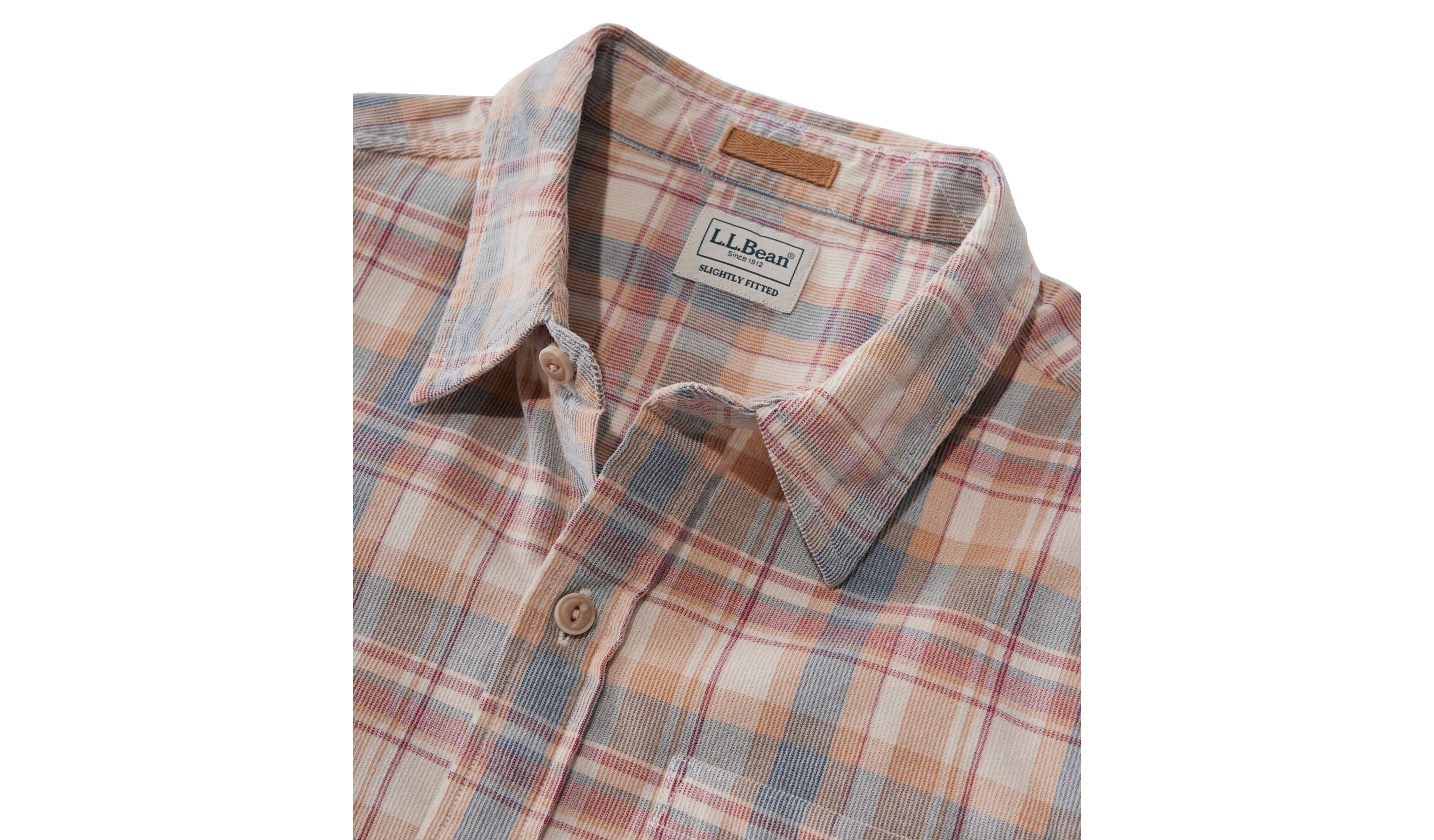 Men's Sunwashed Corduroy Shirt, Slightly Fitted, Plaid
