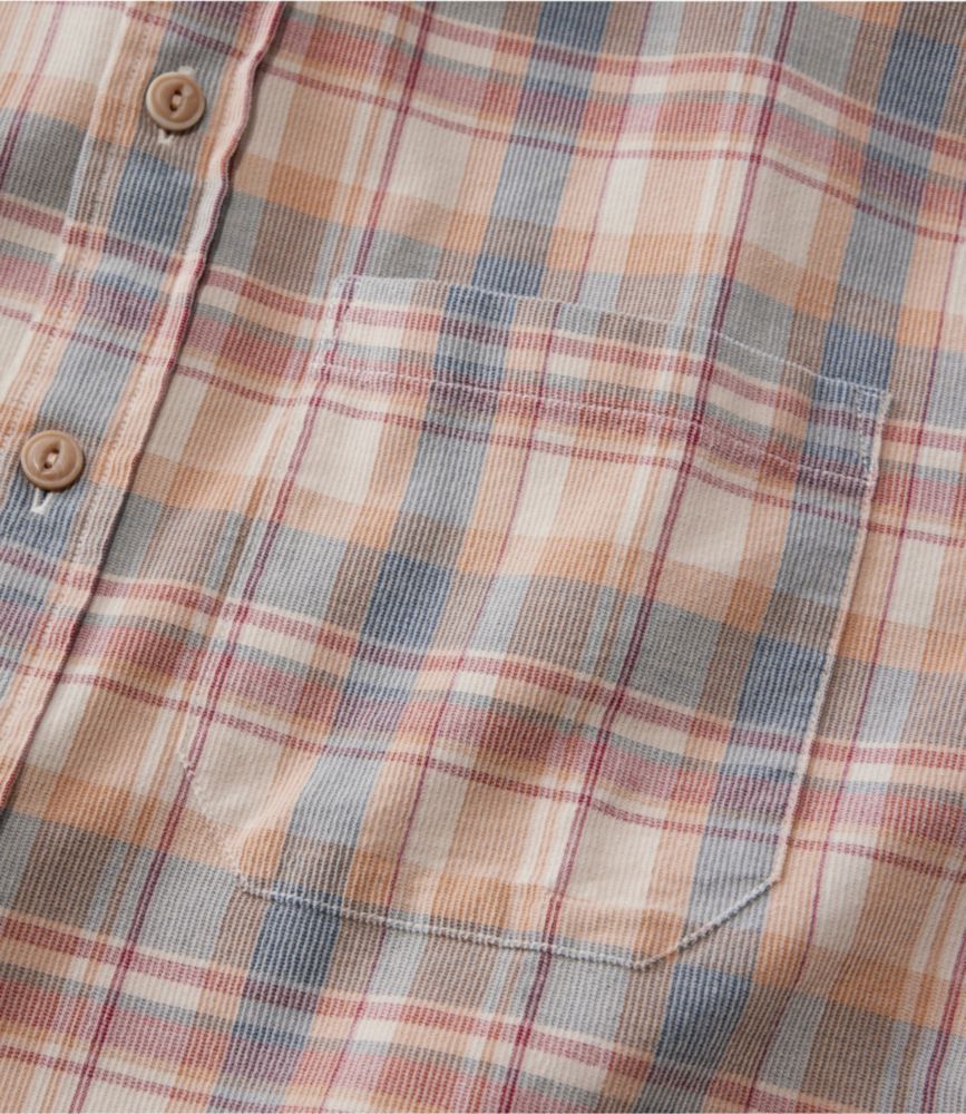 Men's Sunwashed Corduroy Shirt, Slightly Fitted Untucked Fit, Plaid