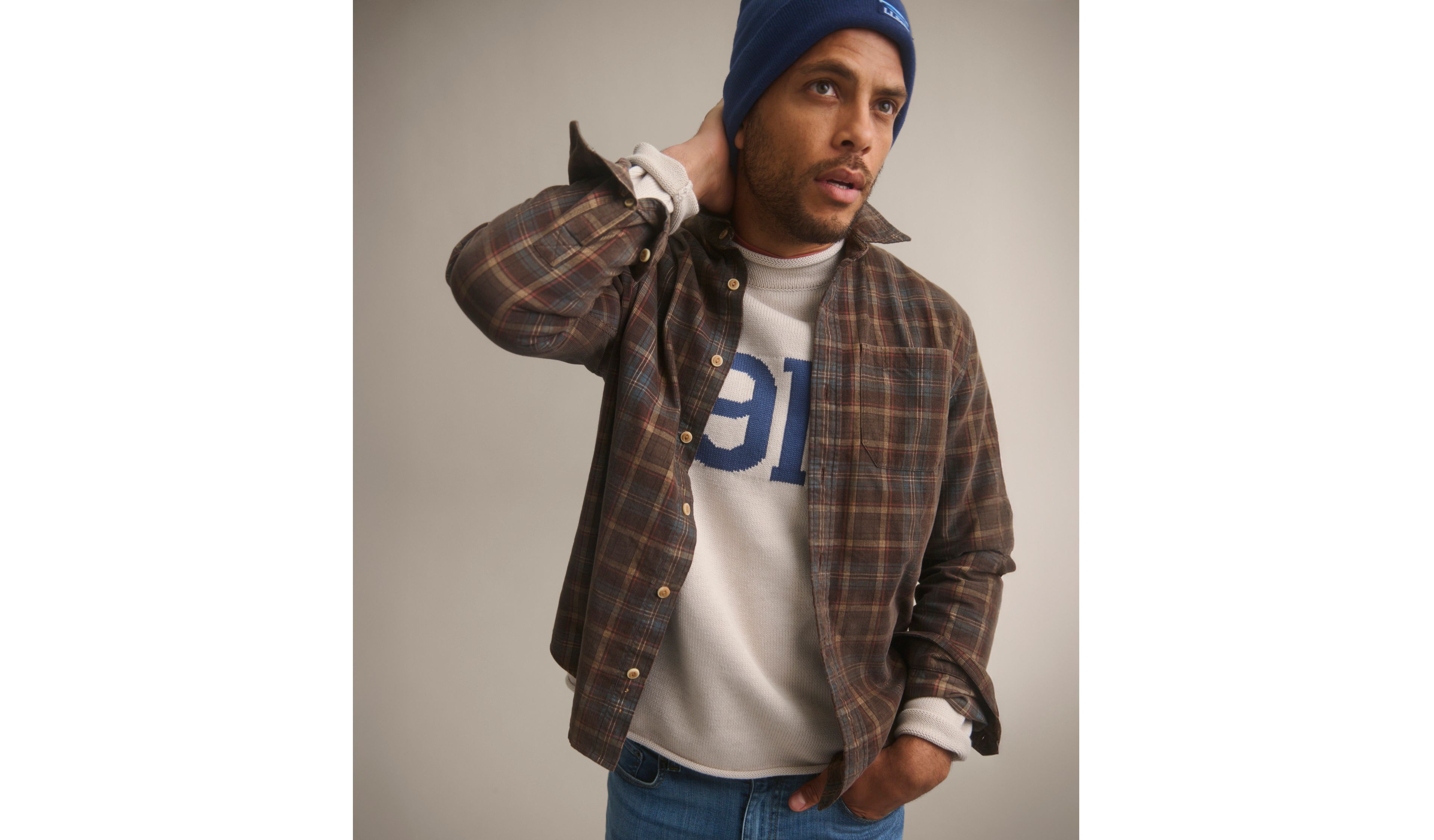 Men's Sunwashed Corduroy Shirt, Slightly Fitted, Plaid