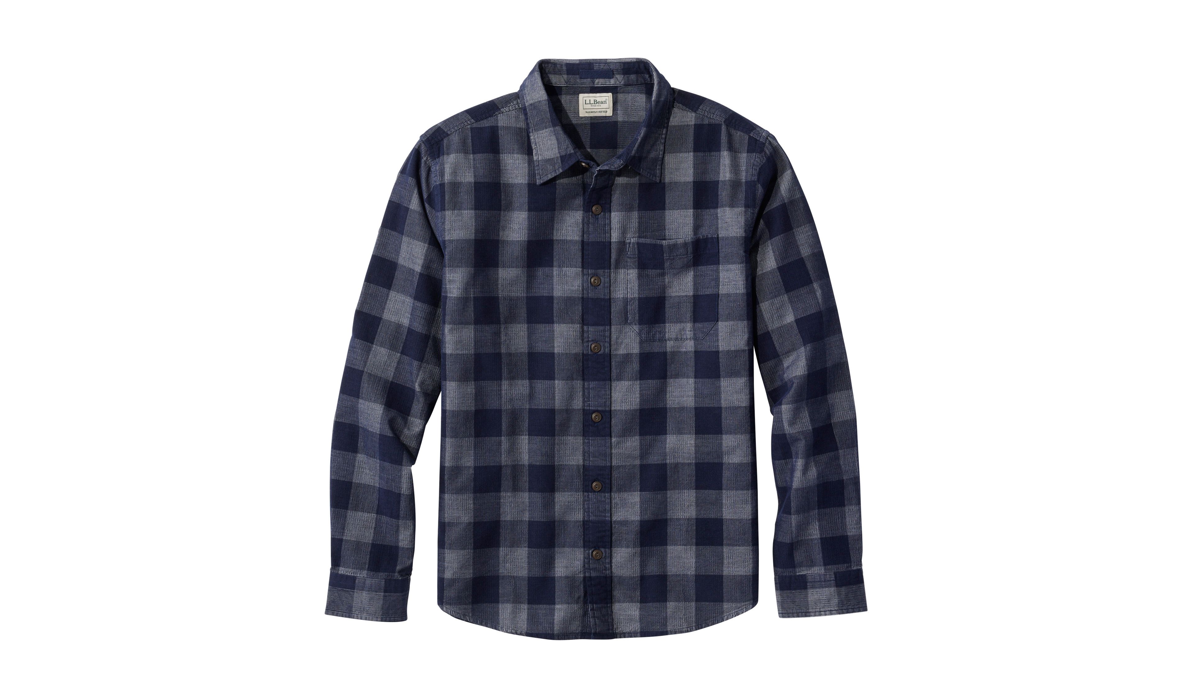 Men's Sunwashed Corduroy Shirt, Slightly Fitted, Plaid